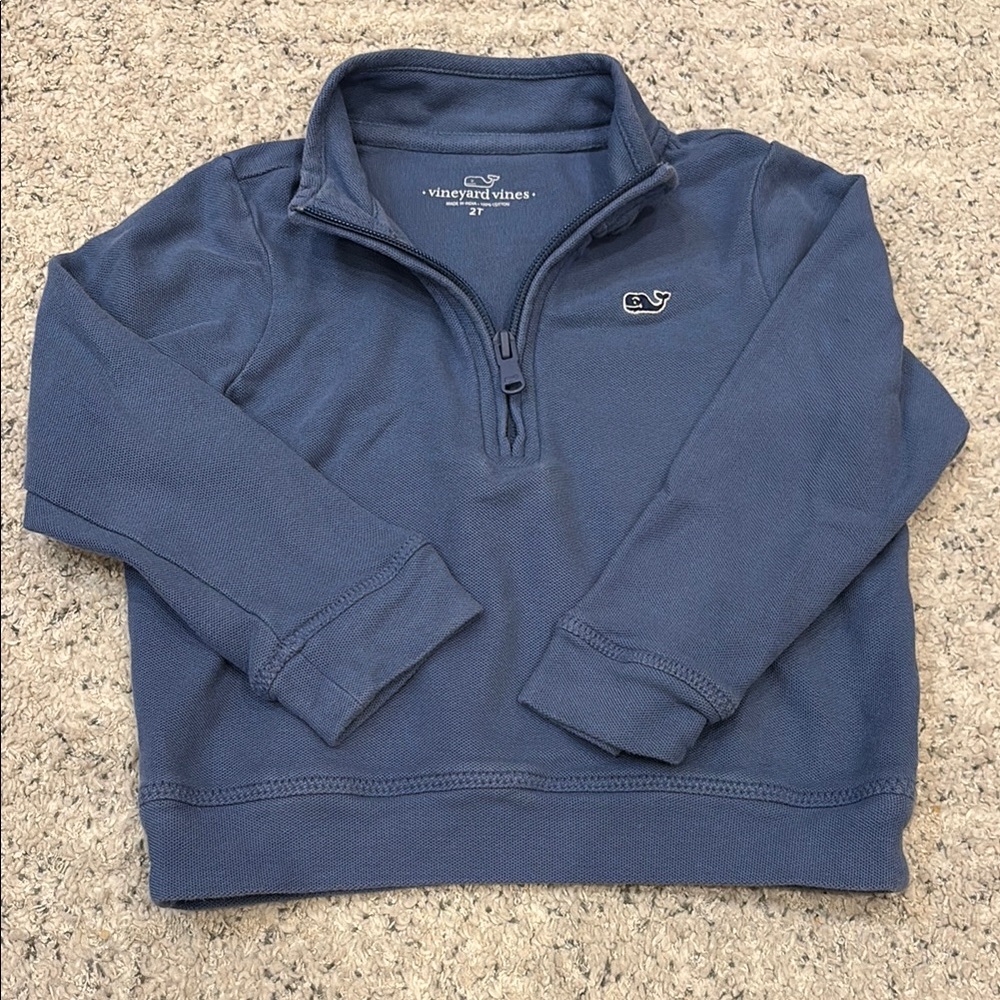 Vineyard Vines Blue Pique Zip Up - 2T